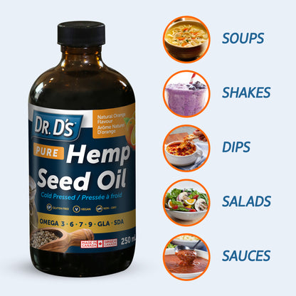 Dr. D's Pure Hemp Seed Oil with Natural Orange Flavour (250ml)